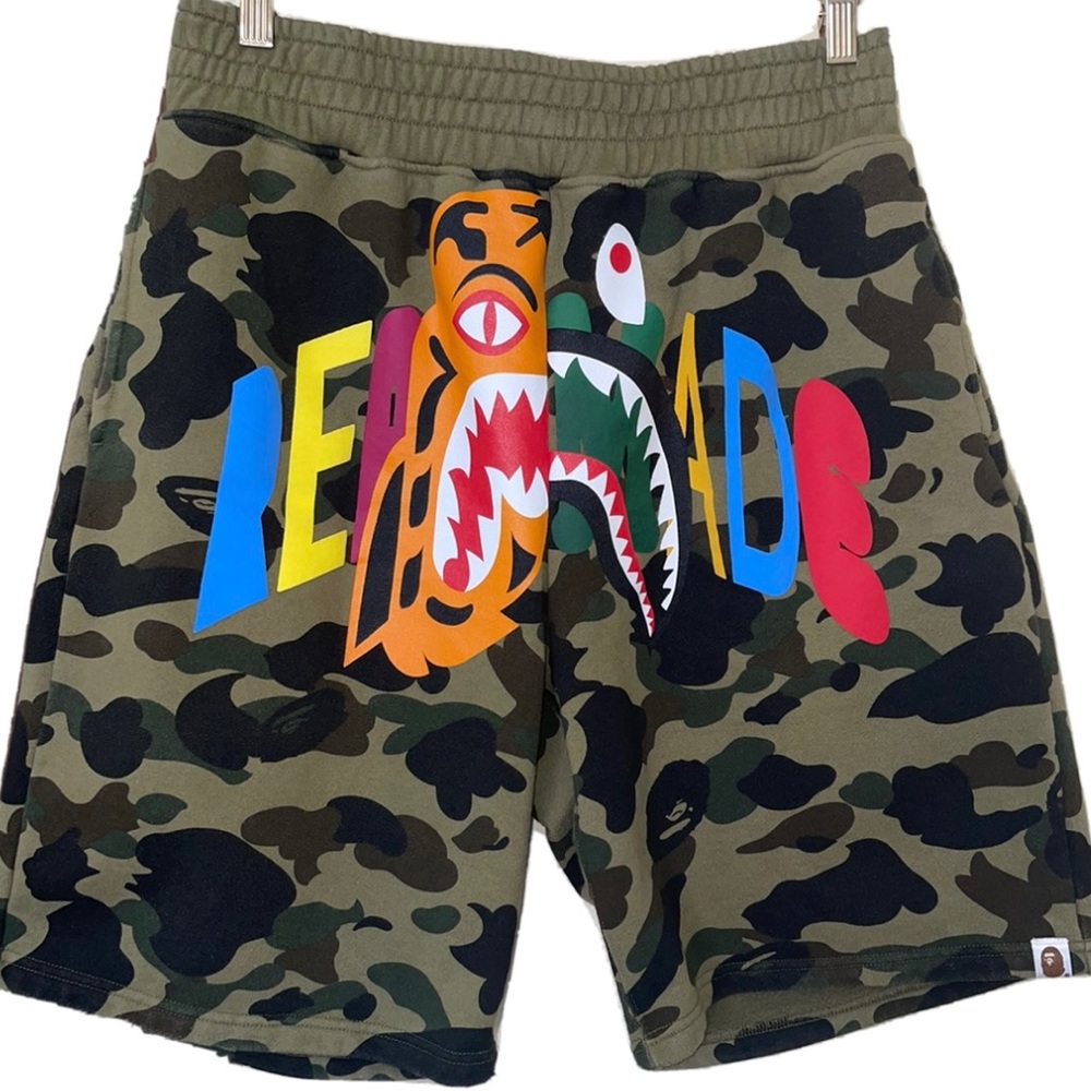 BAPE x Readymade Monster Camo Shorts Olive/Red